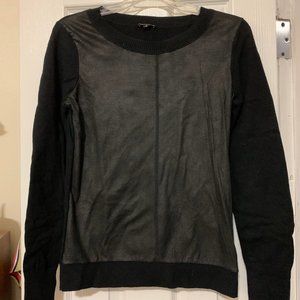 Express, Black Faux Suede Front Sweater, Medium